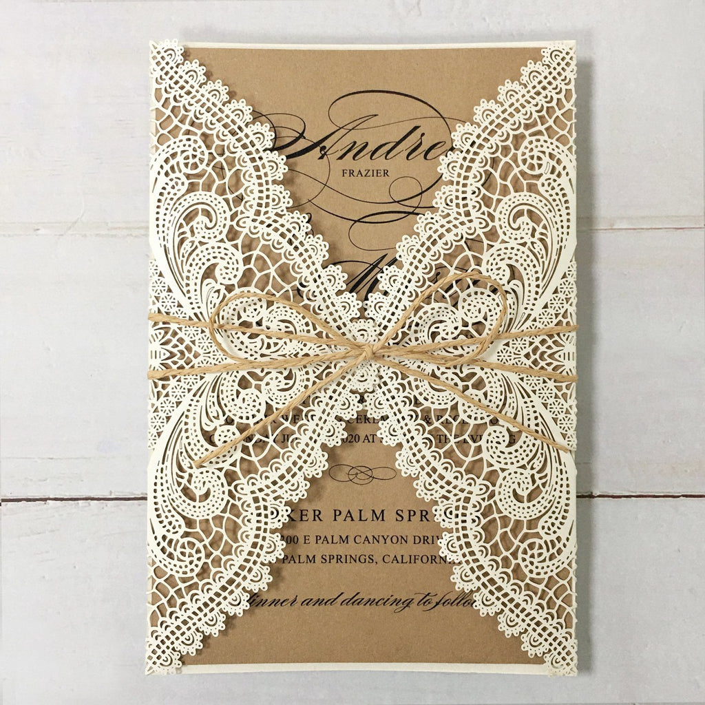 Picky Bride Vintage Wedding Invitations with Kraft Paper Envelopes Rustic Wedding Cards Customized Wording Picky Bride