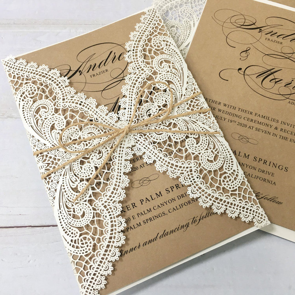 Picky Bride Vintage Wedding Invitations with Kraft Paper Envelopes Rustic Wedding Cards Customized Wording Picky Bride