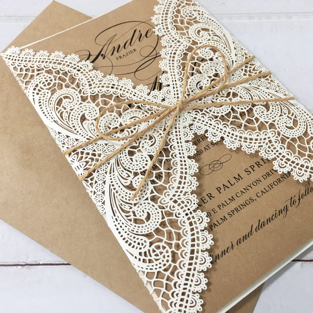 Picky Bride Vintage Wedding Invitations with Kraft Paper Envelopes Rustic Wedding Cards Customized Wording Picky Bride