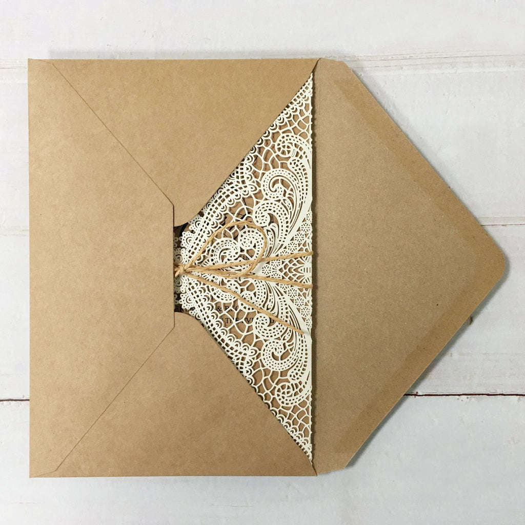 Picky Bride Vintage Wedding Invitations with Kraft Paper Envelopes Rustic Wedding Cards Customized Wording Picky Bride