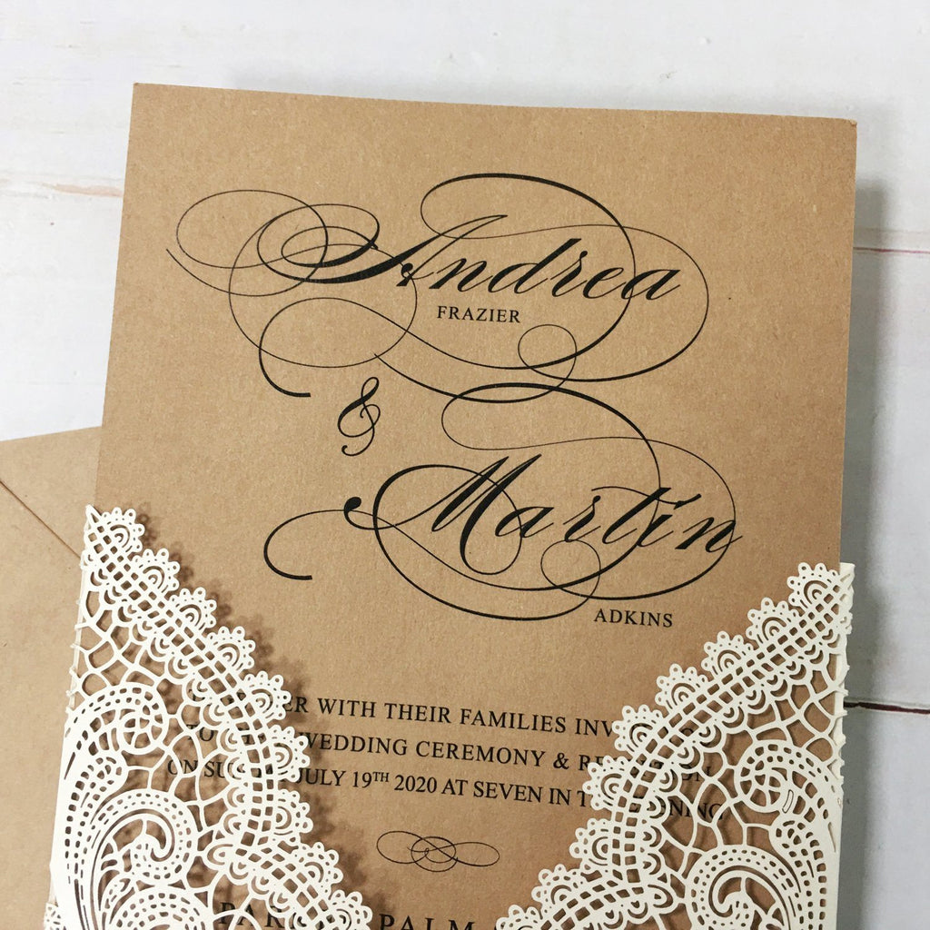 Picky Bride Vintage Wedding Invitations with Kraft Paper Envelopes Rustic Wedding Cards Customized Wording Picky Bride
