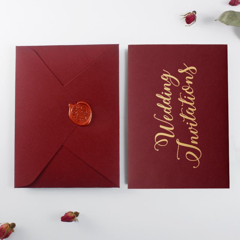 Picky Bride Wedding Invitations Envelope Pearl Paper Envelopes Elegant Hot Stamping Invitation Envelope Picky Bride Burgundy 100 x $1.0ea.