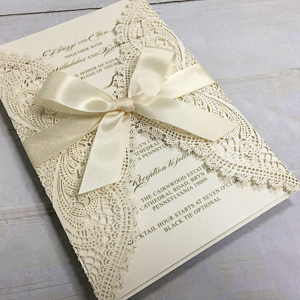 Picky Bride White Laser Cut Wedding Invitation with RSVP Cards Picky Bride