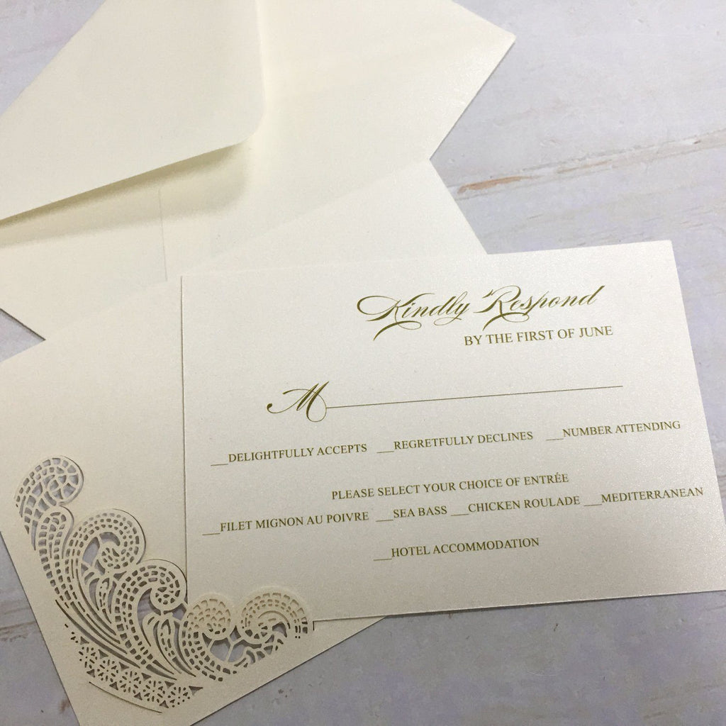 Picky Bride White Laser Cut Wedding Invitation with RSVP Cards Picky Bride