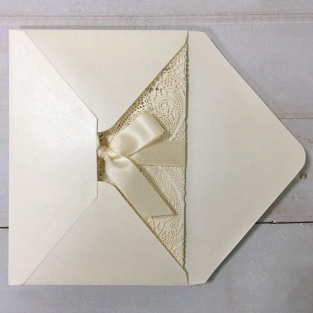 Picky Bride White Laser Cut Wedding Invitation with RSVP Cards Picky Bride