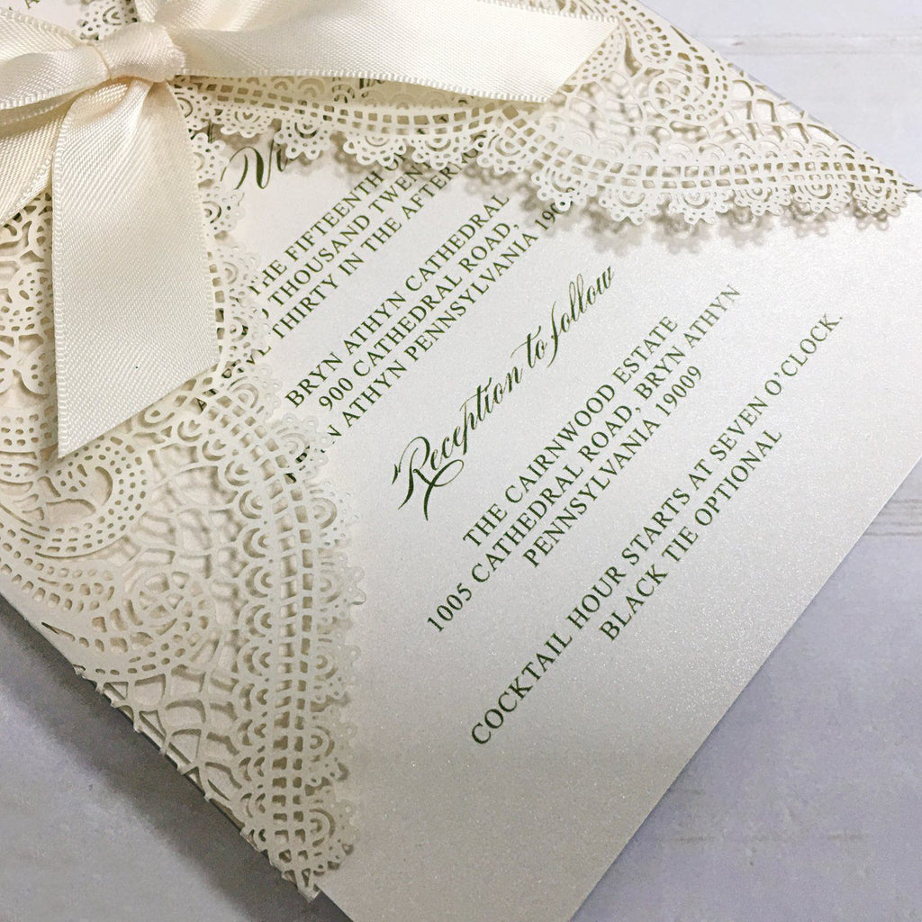 Picky Bride White Laser Cut Wedding Invitation with RSVP Cards Picky Bride
