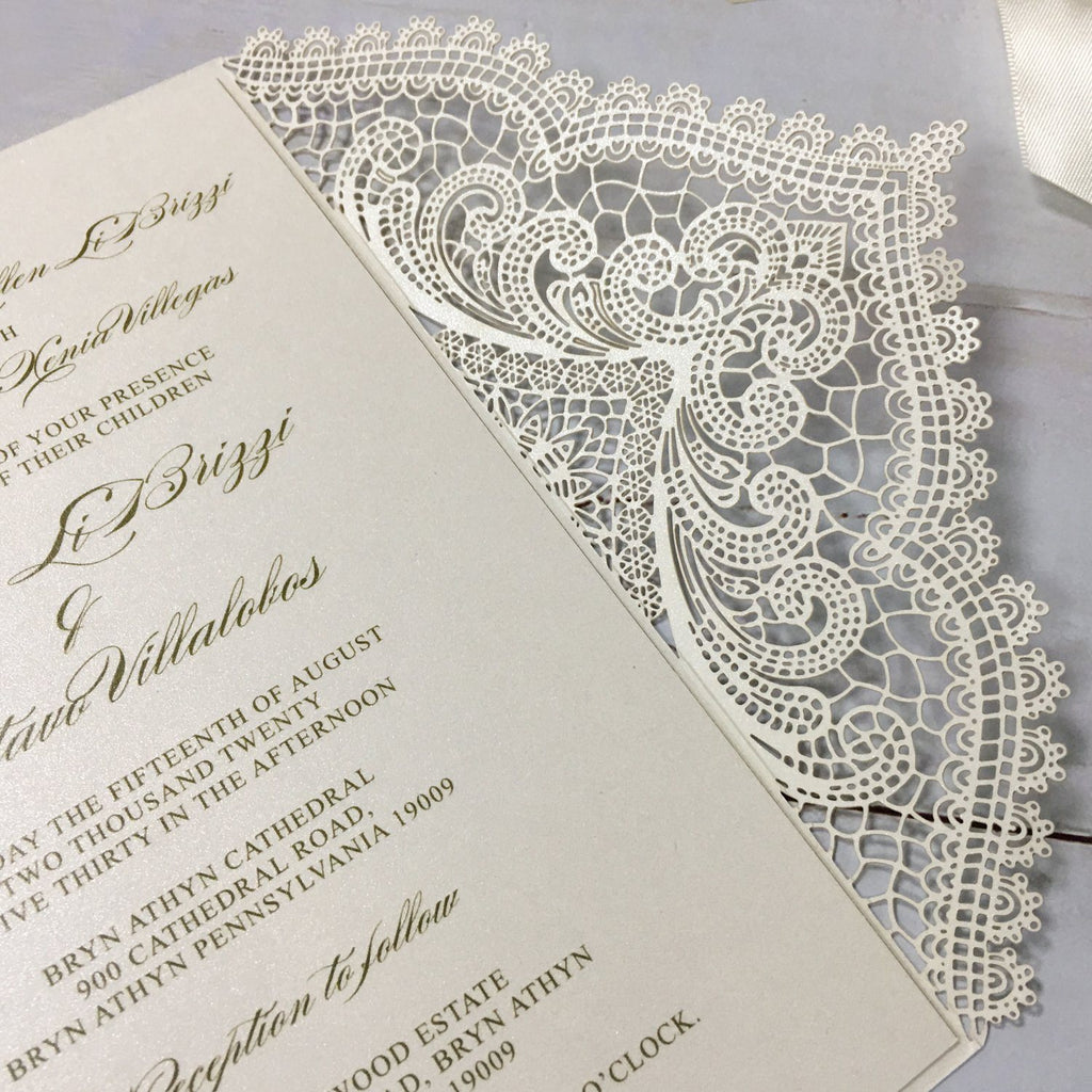 Picky Bride White Laser Cut Wedding Invitation with RSVP Cards Picky Bride