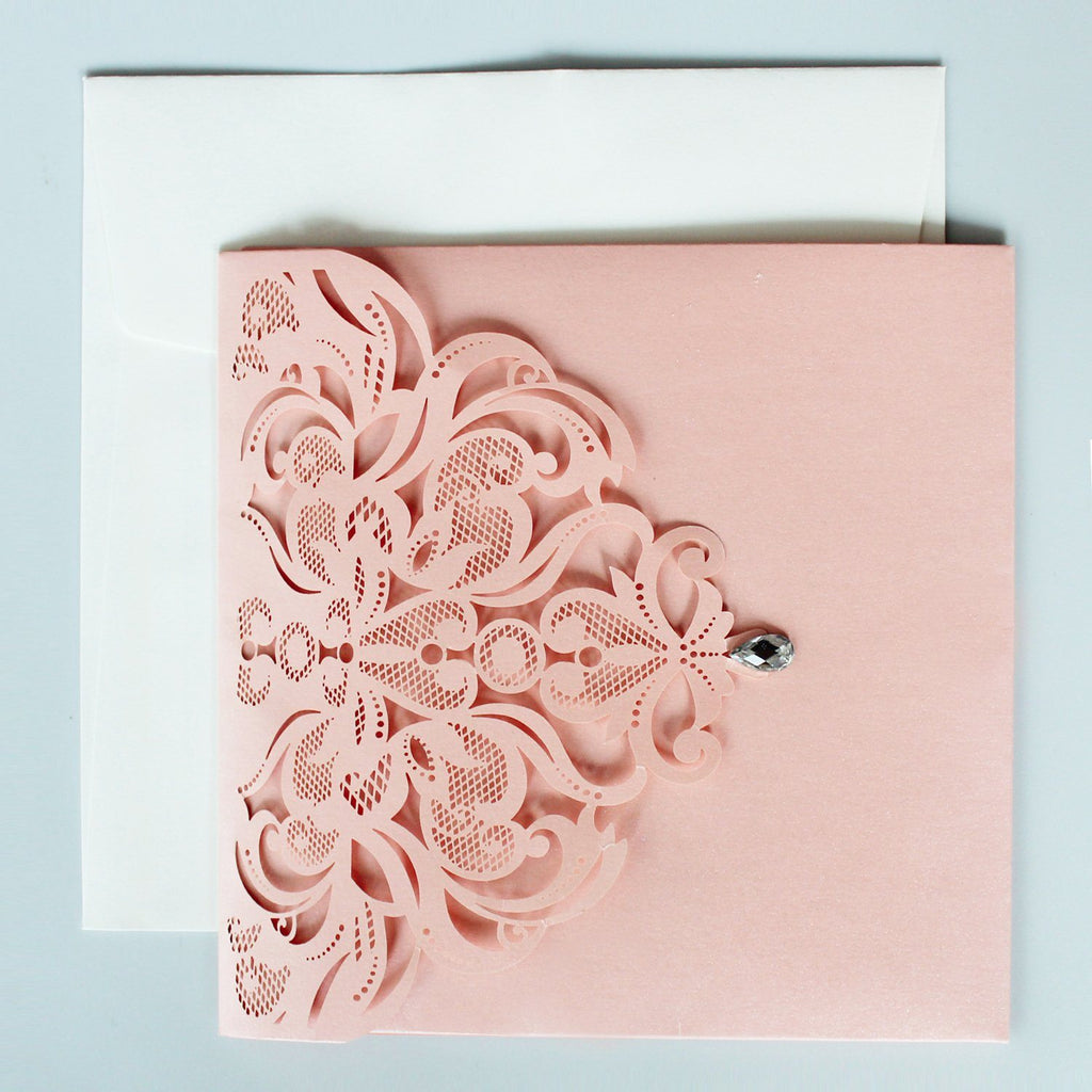Pink Laser Cut Wedding Invitations Invites Card and RSVP Cards Picky Bride