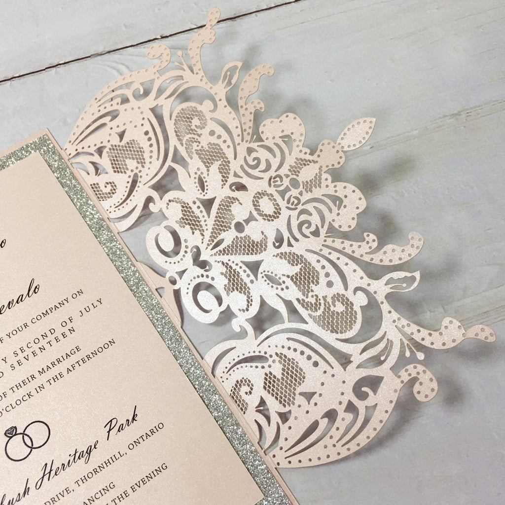 Pink Wedding Invitation, Lace Bridal Shower Invitations Picky Bride