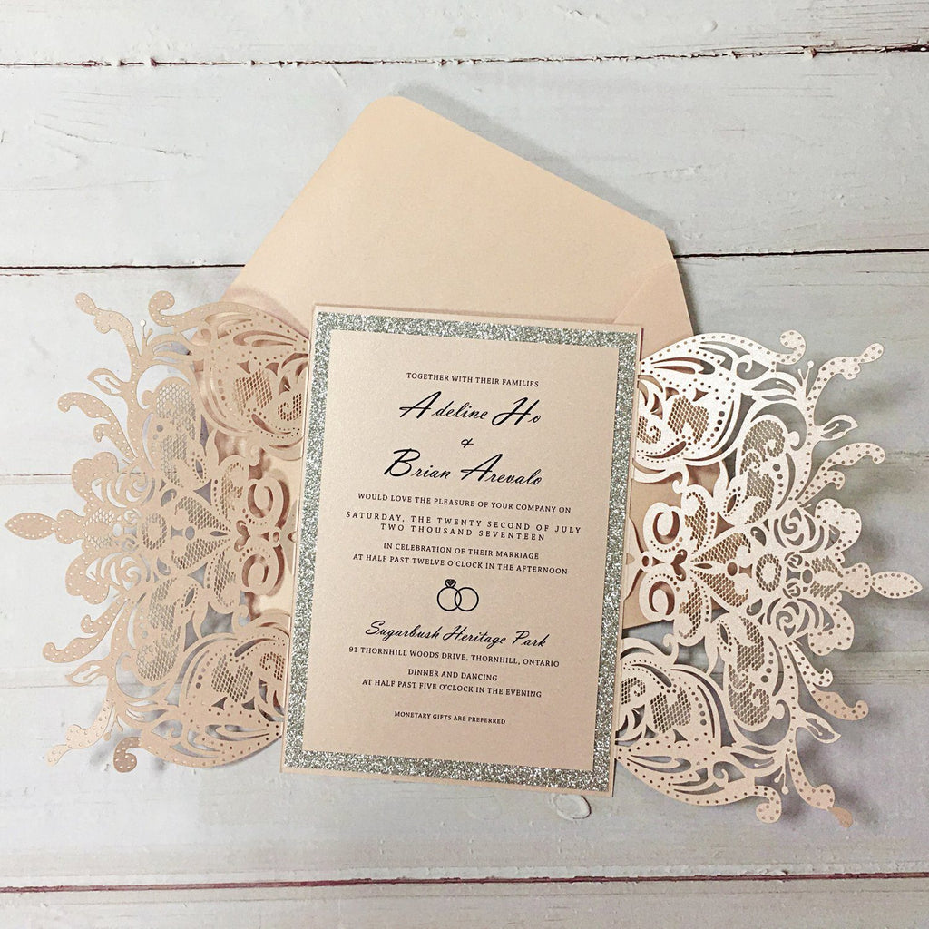 Pink Wedding Invitation, Lace Bridal Shower Invitations Picky Bride