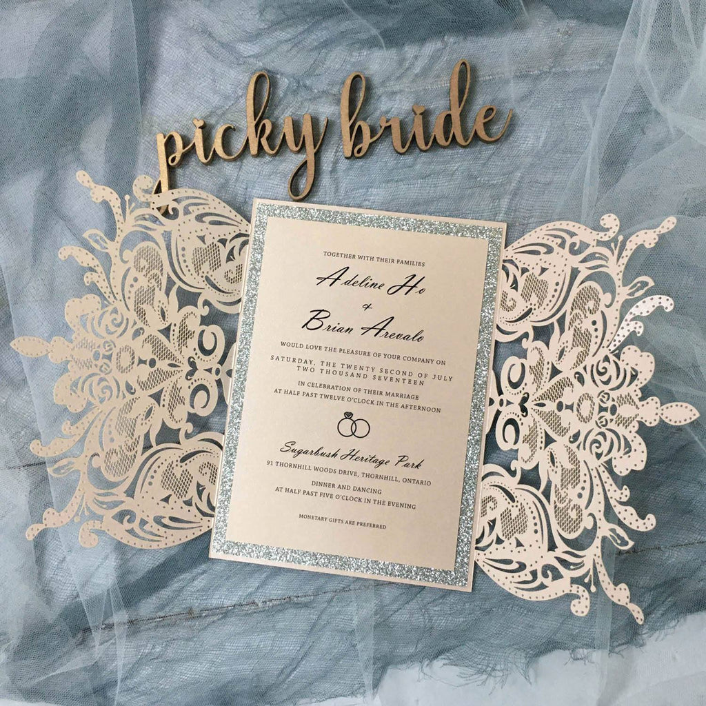 Pink Wedding Invitation, Lace Bridal Shower Invitations Picky Bride