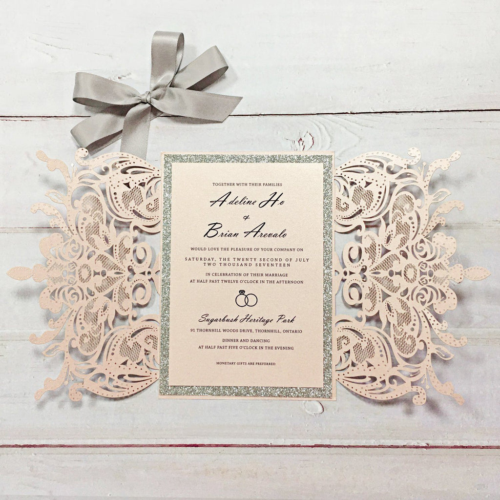 Pink Wedding Invitation, Lace Bridal Shower Invitations Picky Bride