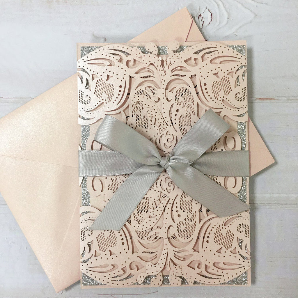 Pink Wedding Invitation, Lace Bridal Shower Invitations Picky Bride