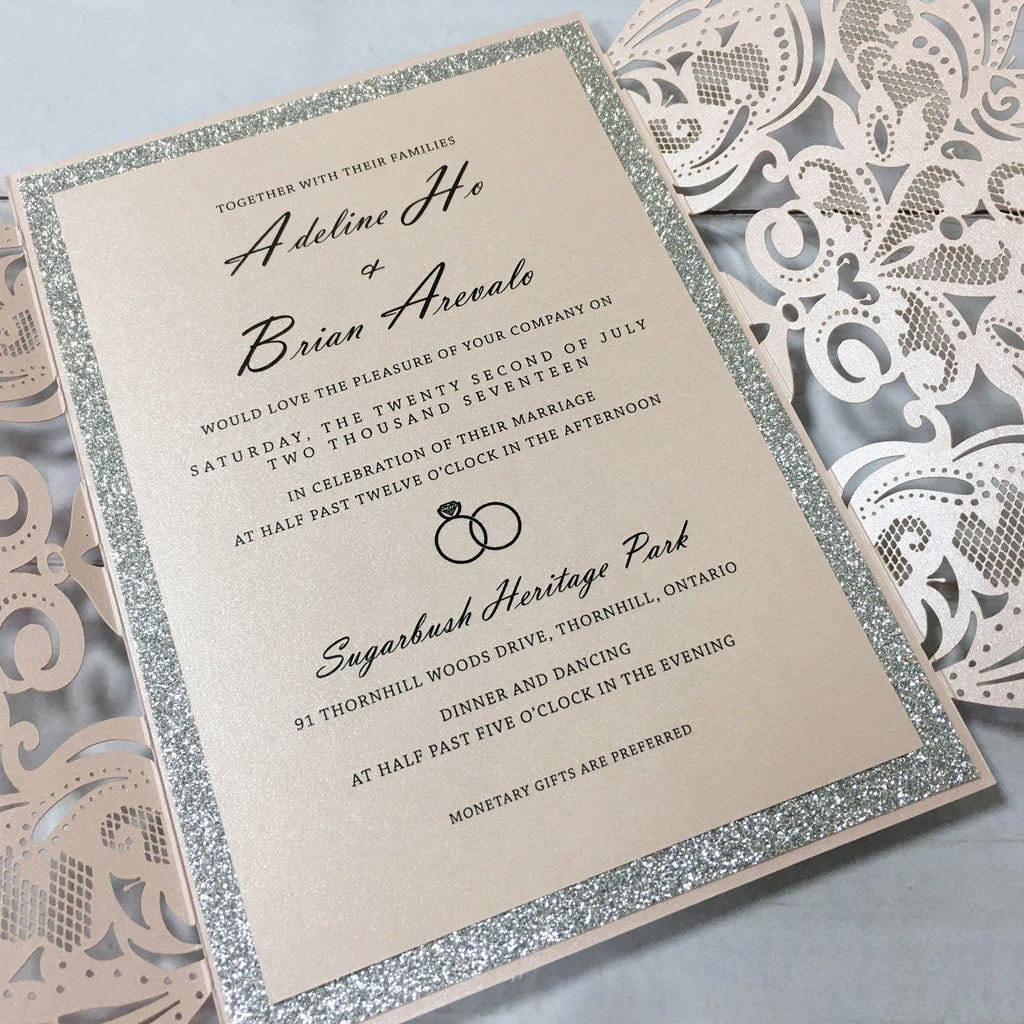 Pink Wedding Invitation, Lace Bridal Shower Invitations Picky Bride