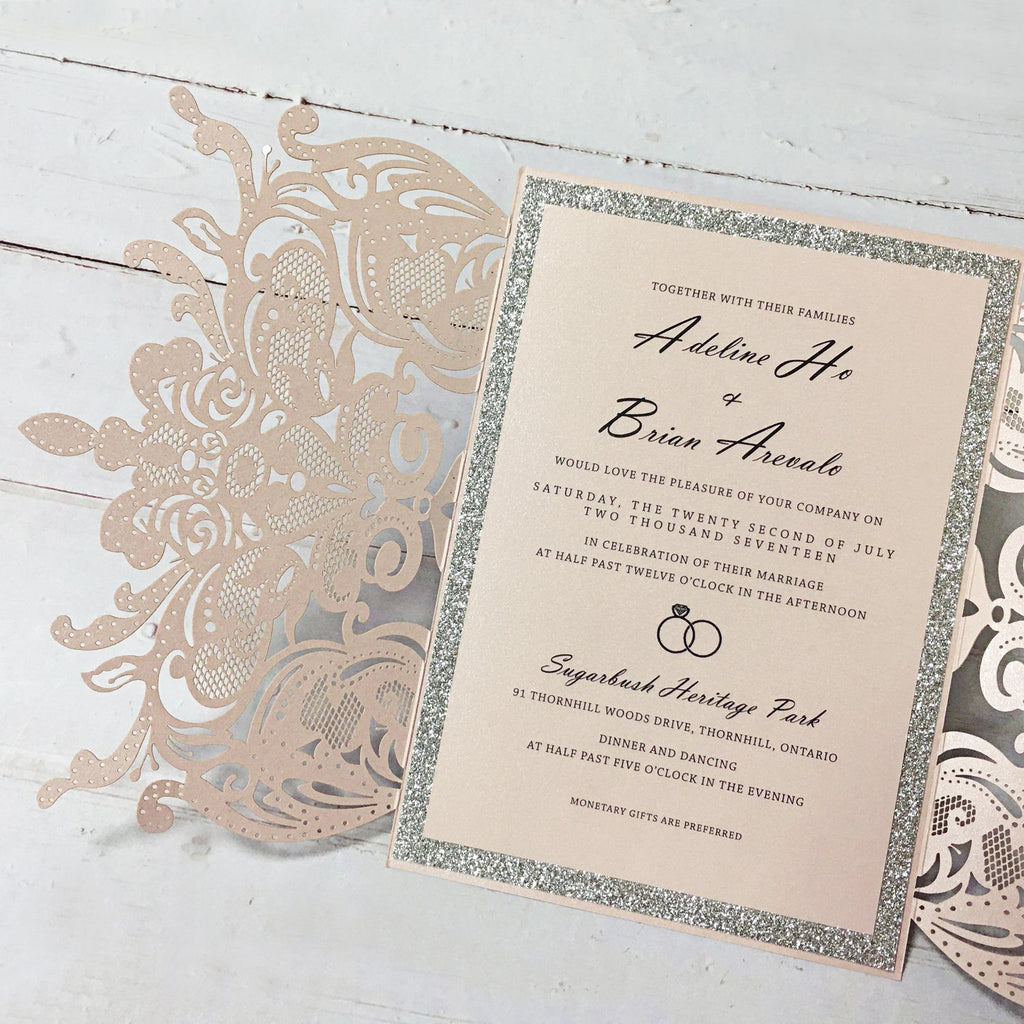 Pink Wedding Invitation, Lace Bridal Shower Invitations Picky Bride