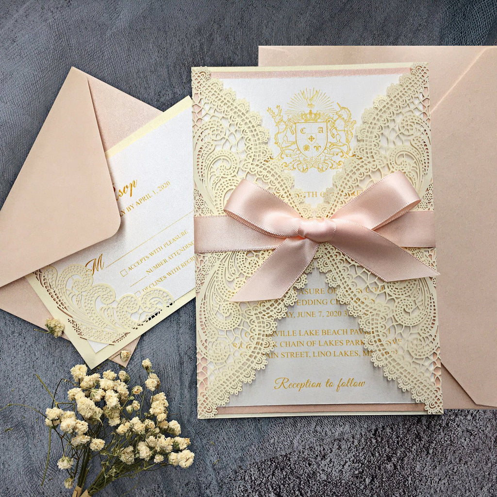 Pink Wedding Invitations with RSVP Cards Picky Bride