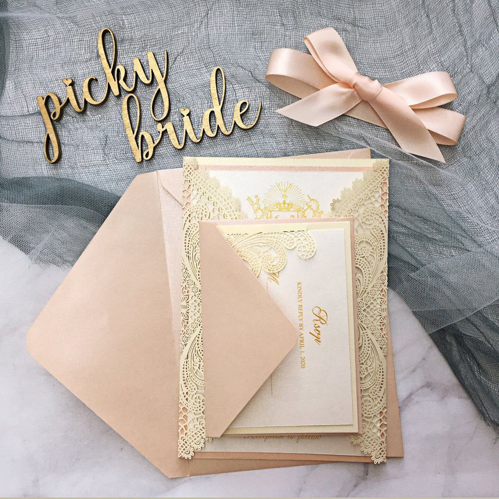 Pink Wedding Invitations with RSVP Cards Picky Bride