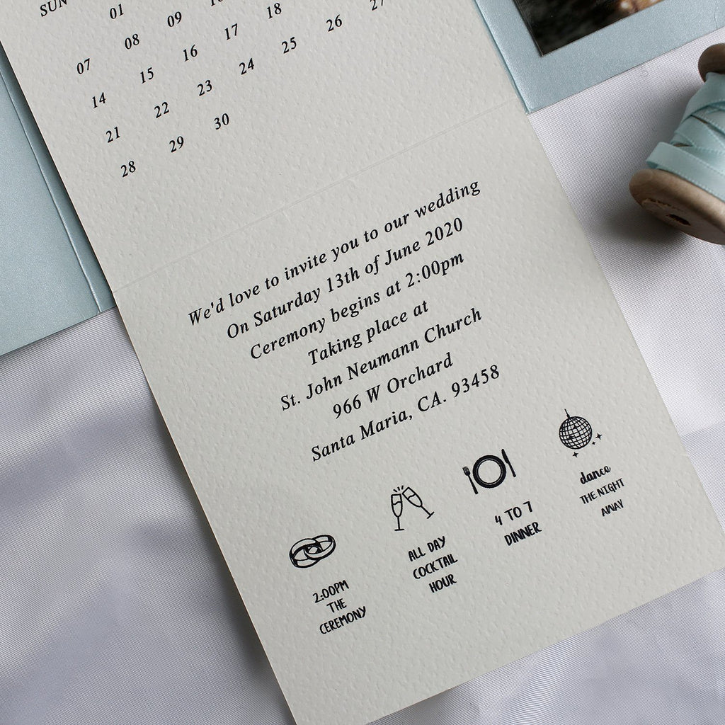 Pocket-fold Wedding Invitations, Handmade Paper Invitations with Ribbon Save the Date Picky Bride