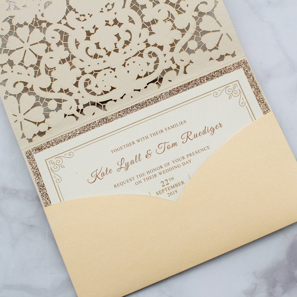 Pocket Gold Wedding Invitations Picky Bride