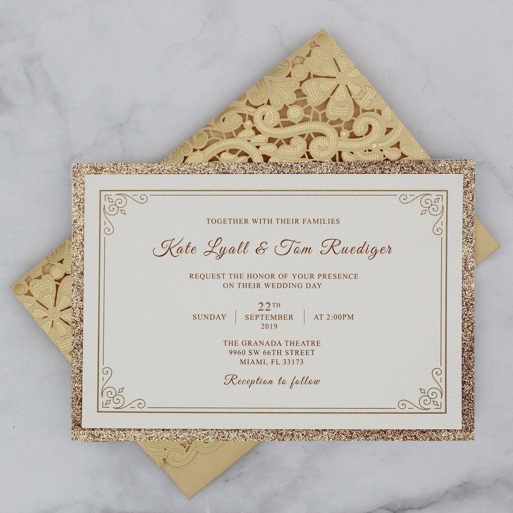 Pocket Gold Wedding Invitations Picky Bride 