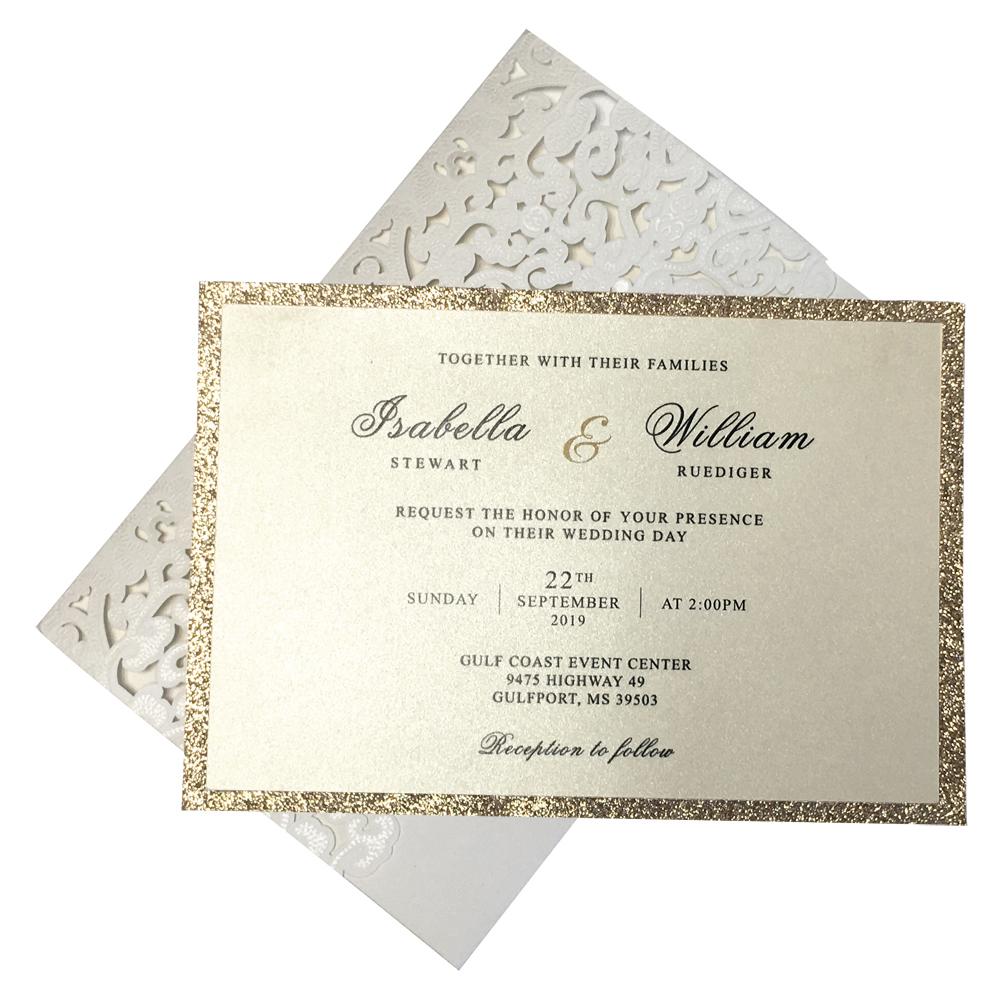 Pocket White Lace Wedding Invitation Cards, Bridal Shower Invitations Picky Bride
