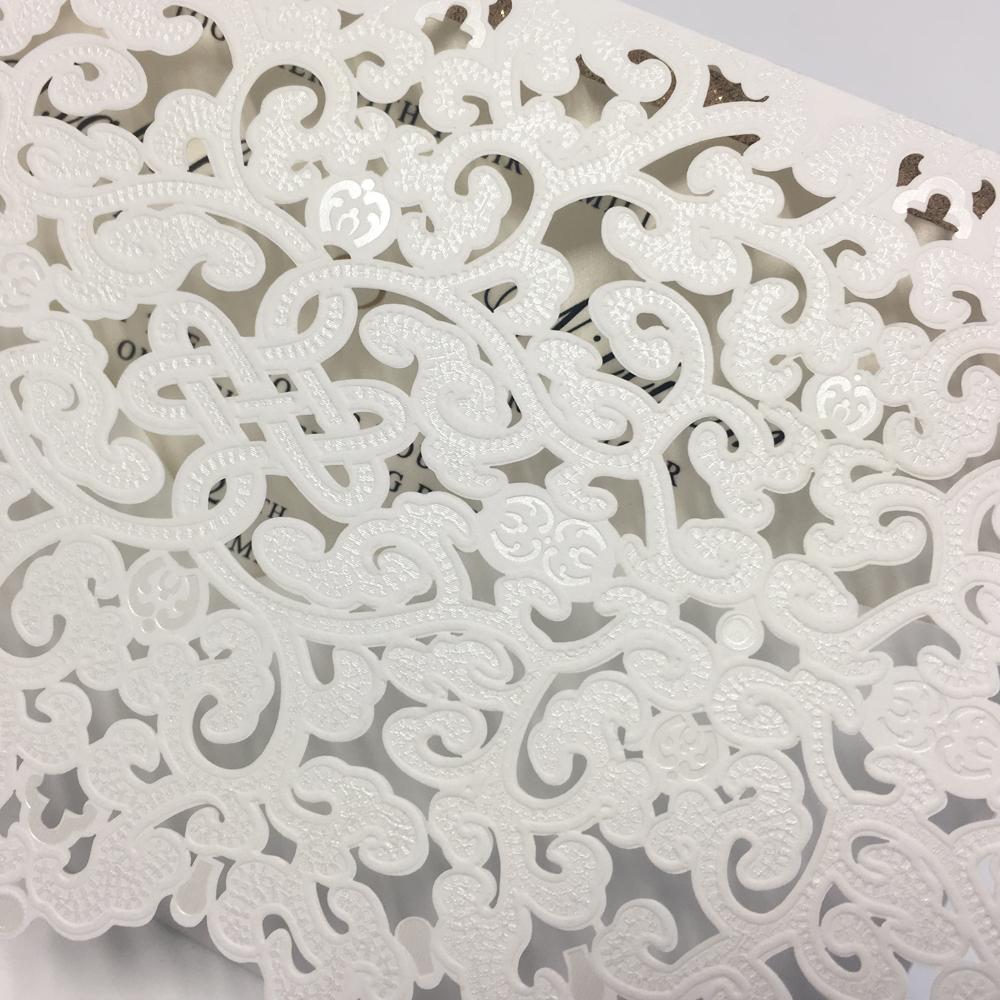 Pocket White Lace Wedding Invitation Cards, Bridal Shower Invitations Picky Bride