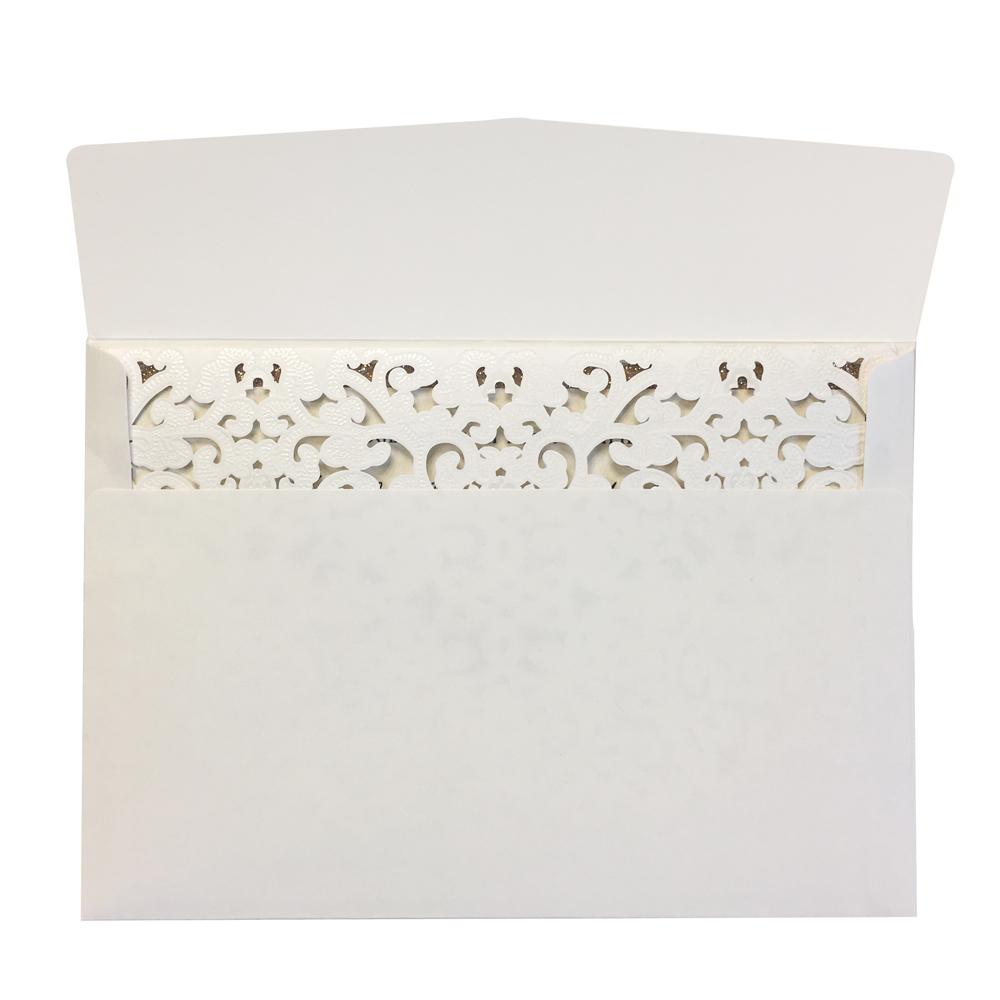 Pocket White Lace Wedding Invitation Cards, Bridal Shower Invitations Picky Bride