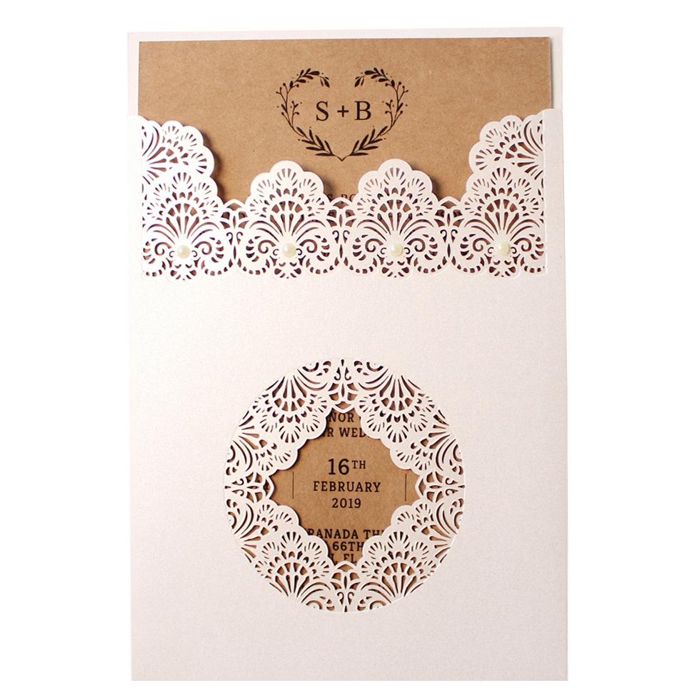 Pocket White Lace Wedding Invitations Pocket Invites Picky Bride
