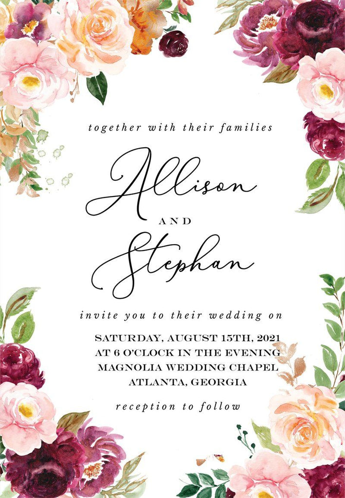 Purple Floral Vellum Wrap Wedding Invitation, Personalized Invite Design, Transparent Invites Picky Bride