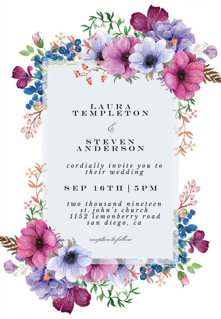 Purple Floral Vellum Wrap Wedding Invitation, Personalized Invite Design, Transparent Invites Picky Bride