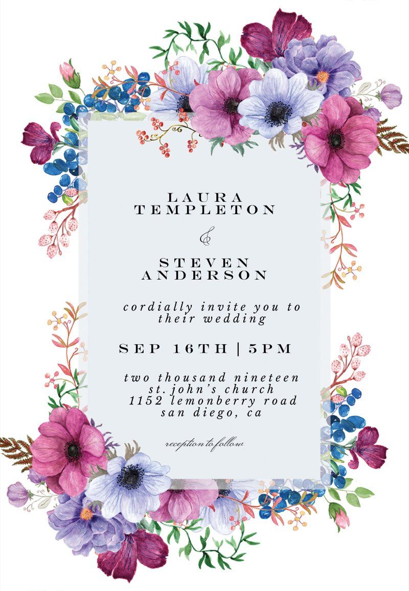 Convite de casamento floral roxo envoltório de velino, design de convi