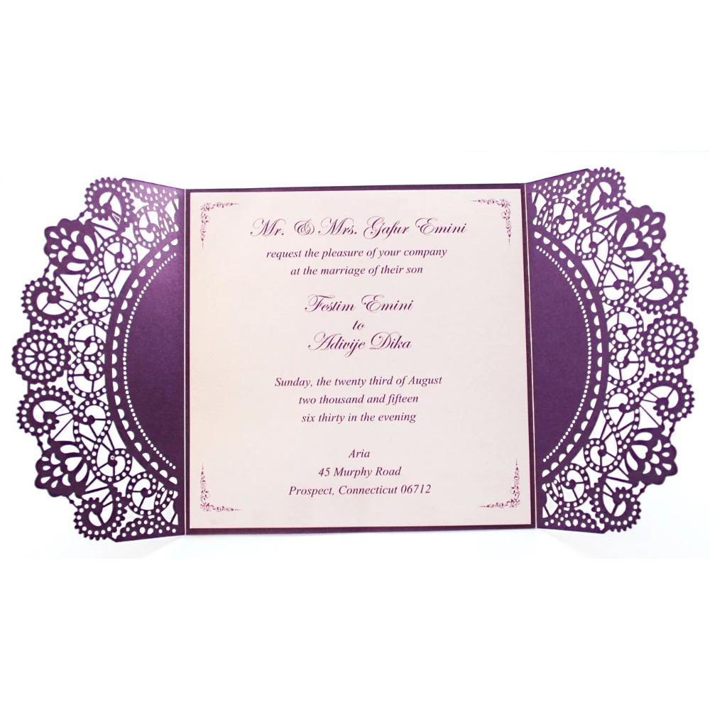 Purple Laser Cut Invitations Wedding Bridal Shower Elegant Wedding Theme Picky Bride