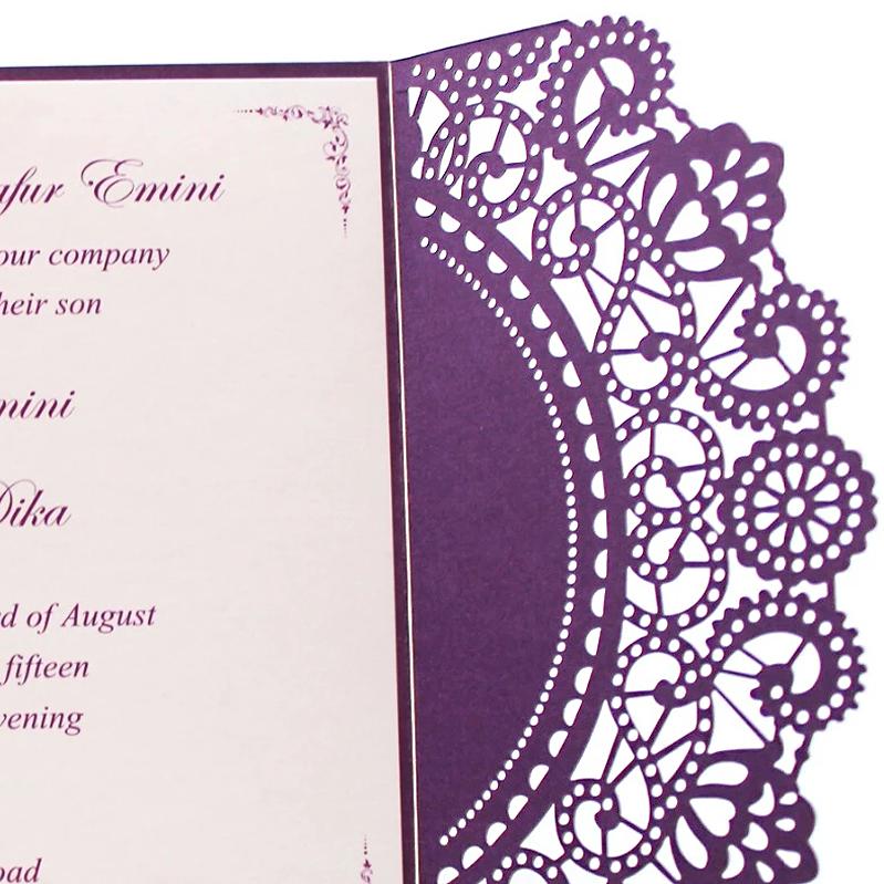Purple Laser Cut Invitations Wedding Bridal Shower Elegant Wedding Theme Picky Bride