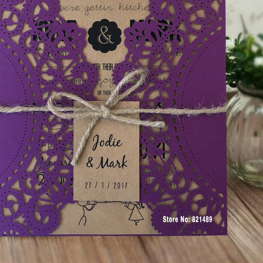 Purple Wedding Invitations, Rustic Wedding Invitation Cards Picky Bride 