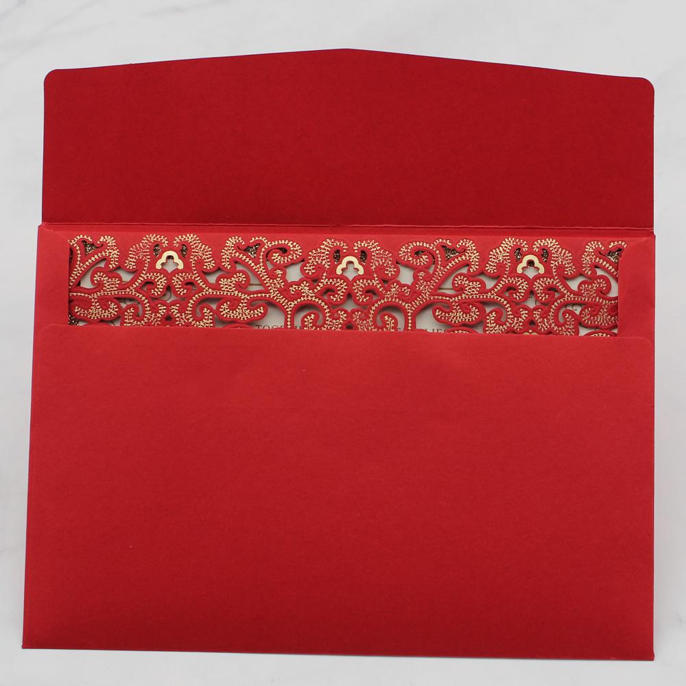 Red Pocket Wedding Invitations, Red Invite Cards PB1988-R Picky Bride
