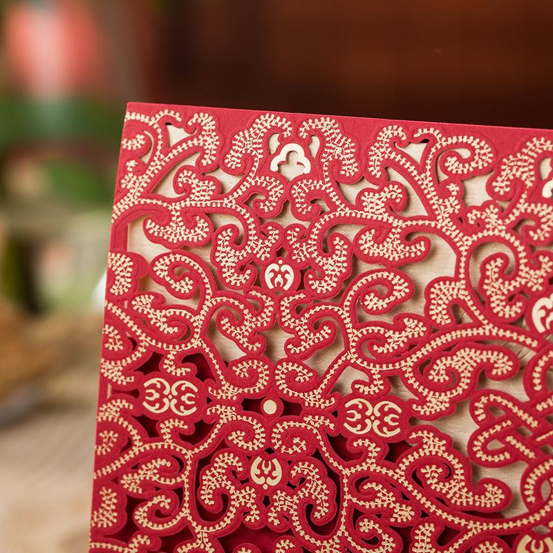 Red Pocket Wedding Invitations, Red Invite Cards PB1988-R Picky Bride