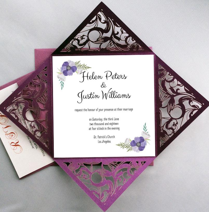 Romantic Purple Wedding Invitation Cards Picky Bride