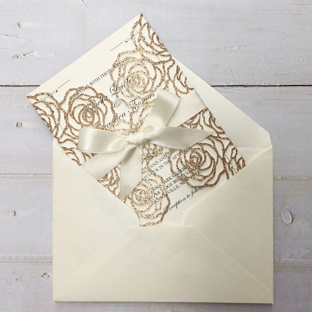 Rose Flower Theme Wedding Invitations With Custom Wording Picky Bride