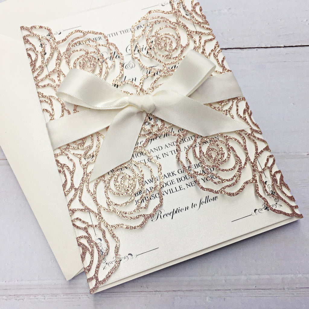Rose Flower Theme Wedding Invitations With Custom Wording Picky Bride
