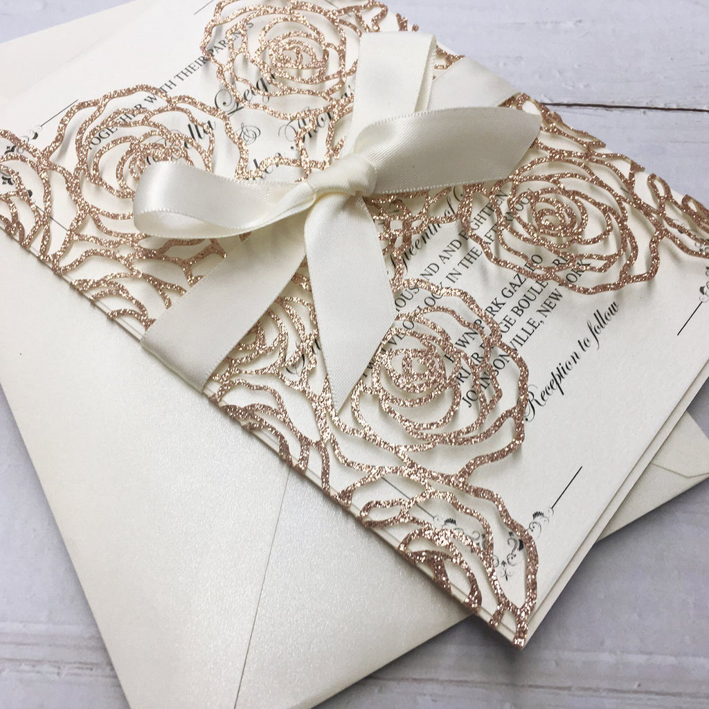 Rose Flower Theme Wedding Invitations With Custom Wording Picky Bride