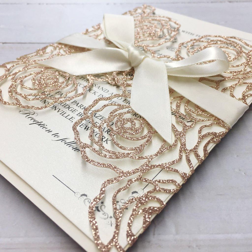 Rose Flower Theme Wedding Invitations With Custom Wording Picky Bride