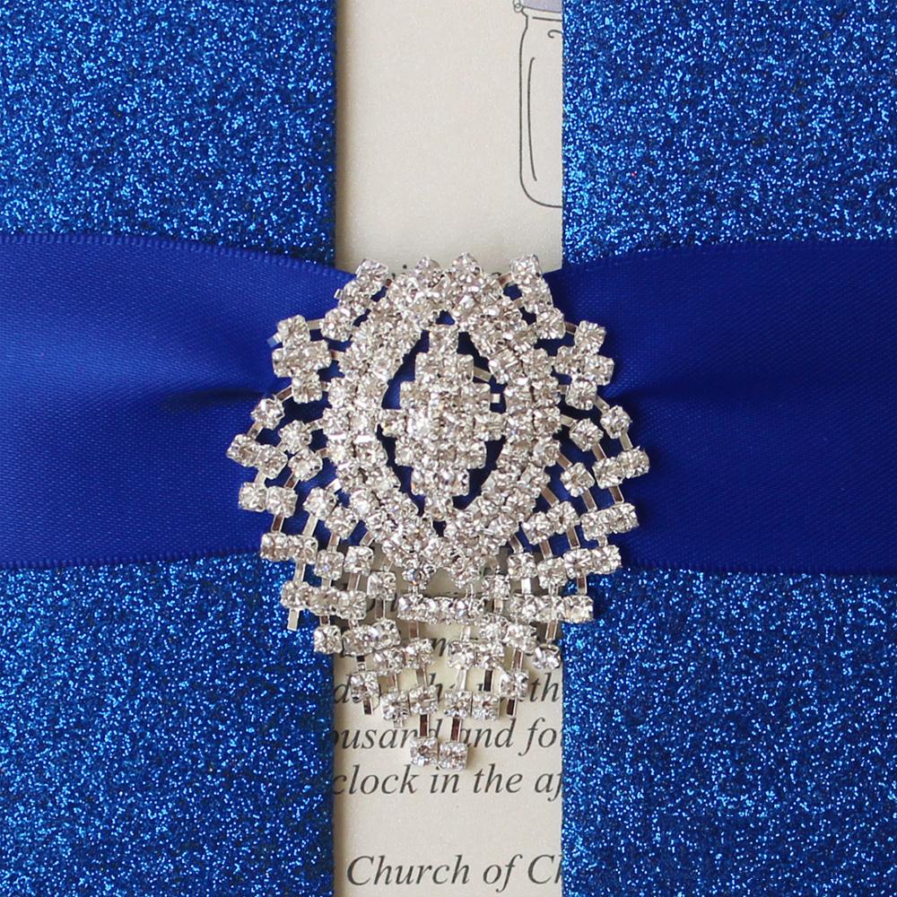 Royal Blue Wedding Invitation, Shimmer Invitation Card, Blue Invitation for Wedding Picky Bride