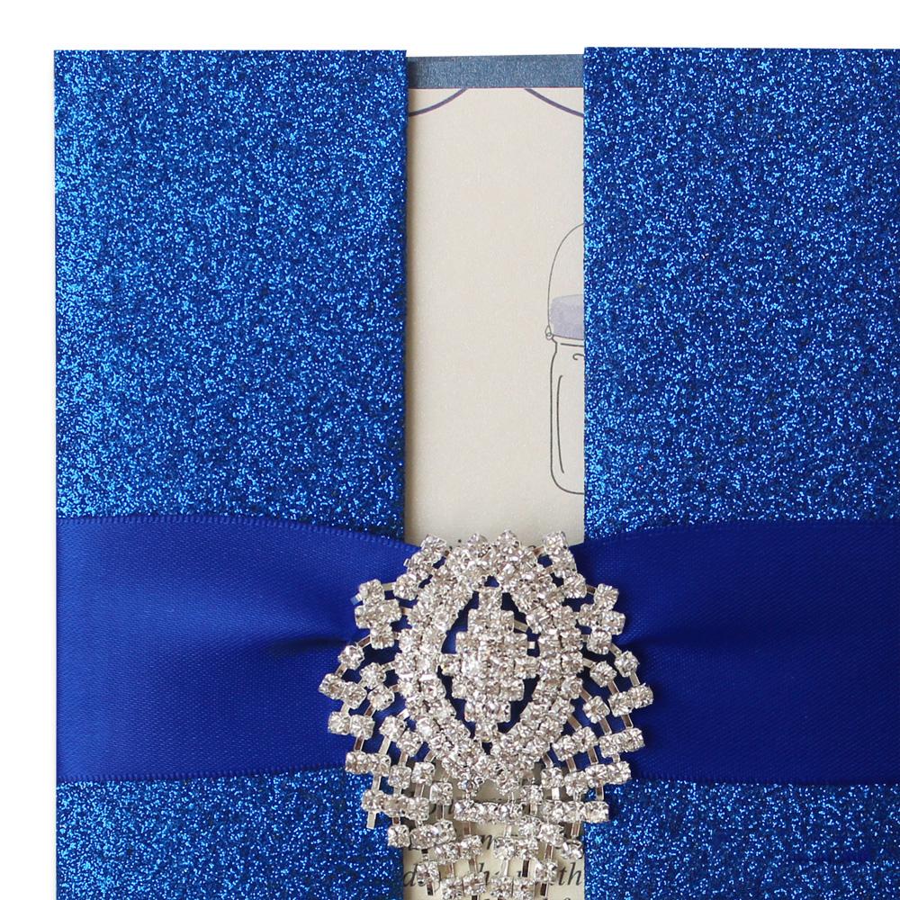 Royal Blue Wedding Invitation, Shimmer Invitation Card, Blue Invitation for Wedding Picky Bride