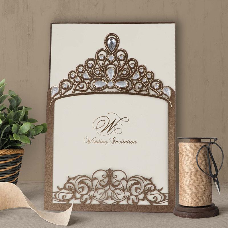 Royal Princess Invitations Luxury Metallic Sparkly Wedding Cards Picky Bride Coffee 1 Sample
