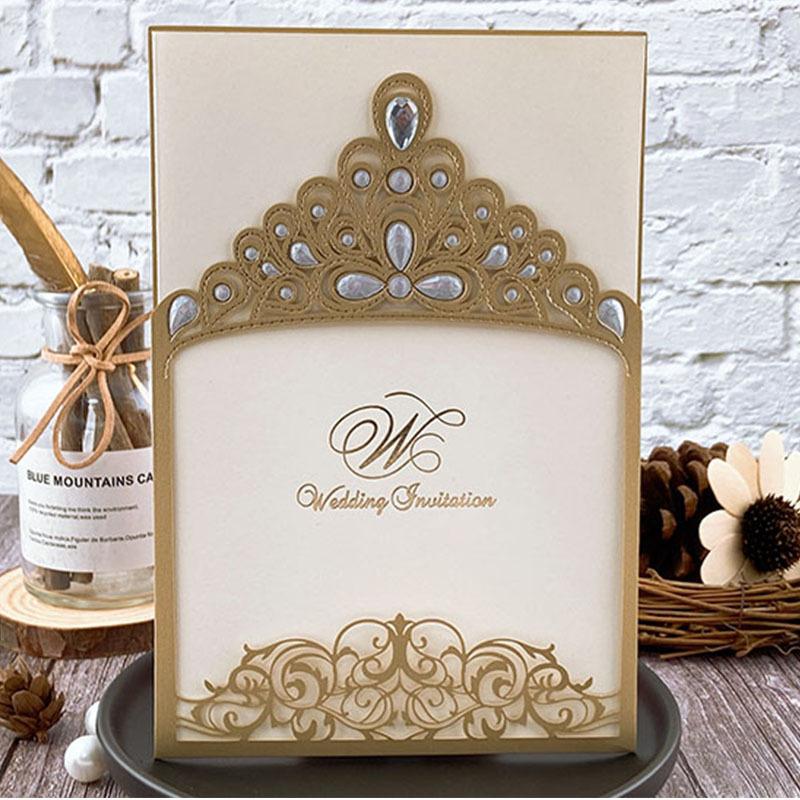 Royal Princess Invitations Luxury Metallic Sparkly Wedding Cards Picky Bride Gold 1 Sample