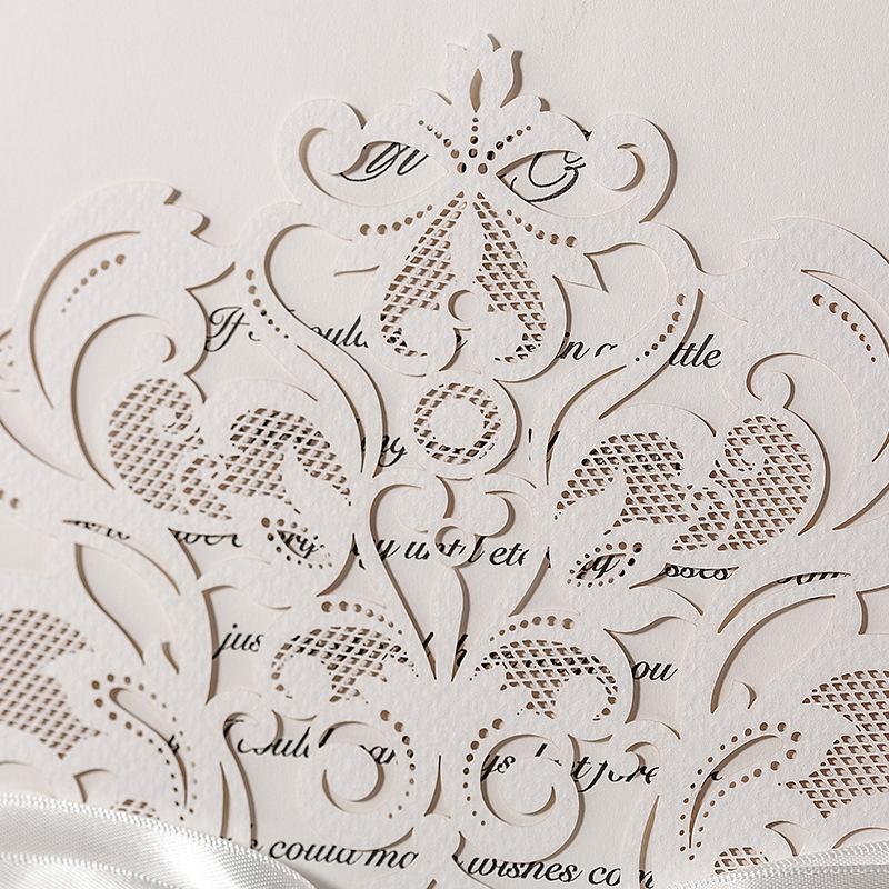 Royal White Laser Cut Wedding Invitations - Set of 50pcs Picky Bride