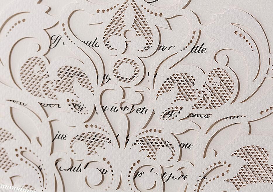 Royal White Laser Cut Wedding Invitations - Set of 50pcs Picky Bride