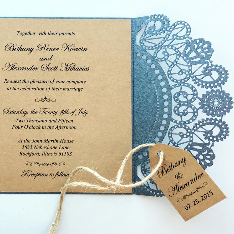 Rustic Black Wedding Invitation, Black Lace Wedding Invitation Picky Bride 