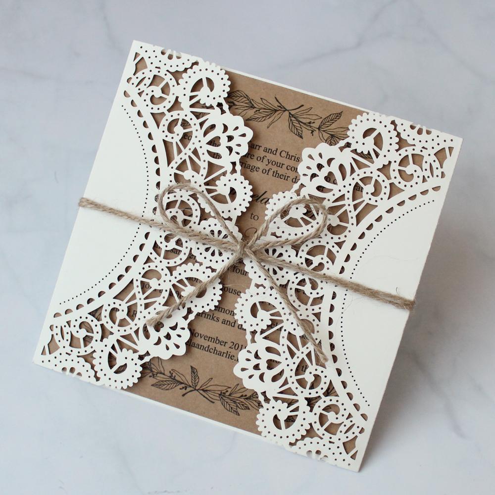 Rustic Laser Cut Wedding Invitation Cards Picky Bride 