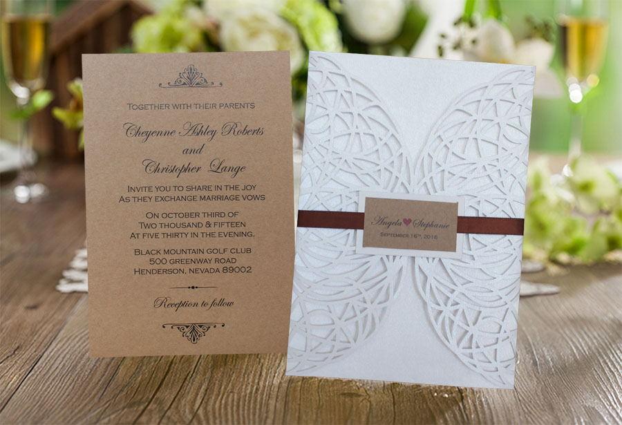 Rustic Wedding Invitation; White and Kraft Wedding Invitation Cards Picky Bride